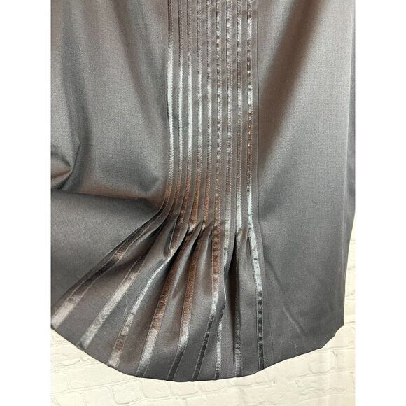 ESCADA black wool elastane satin trim pencil straight classic skirt size 42 (12) - Picture 5 of 8